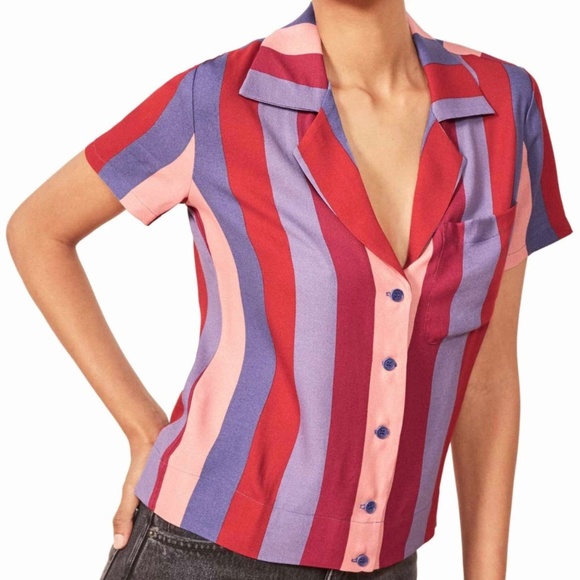 Reformation Tops - NWT Reformation Cuba Stripe Print Top Sz Sm